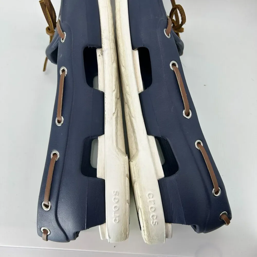 Crocs Women's Navy White Beach Line Slip-On Boat Shoes Size 9 - Picture 10 of 13